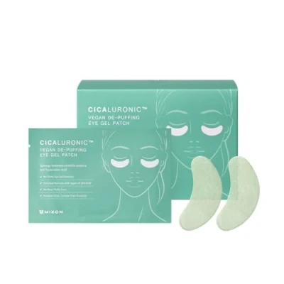 Imagen de MIZON Parche vegano en Gel De Cicalurónico para los ojos (21 pares) Antiinflamatorio con oro 24K y Cica, reduce la hinchazón, las ojeras arrugas (Cicaluronic Vegan puffing Eye Patch)