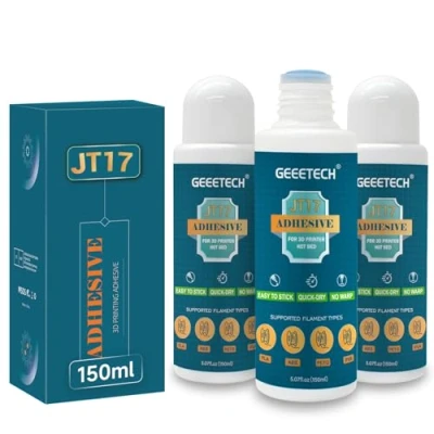 Imagen de GEEETECH Adhesivo para impresora 3D JT17 150 ml, paquete de 3 unidades, pegamento 3D, perfecto fórmula soluble en agua, impresión