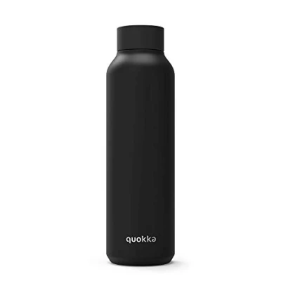 Imagen de Quokka Solid Jet Black 630 ML Botellas De Agua Acero Inoxidable Sin BPA Botella Térmica Doble Pared Mantiene el frío y Calor para Niños Adultos