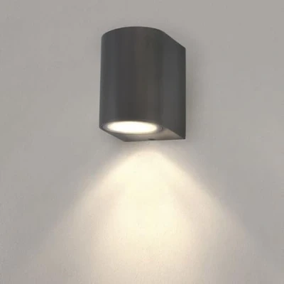 Imagen de Ledvion Vesta lámpara de pared LED exterior antracita redonda, para un GU10 hacia abajo, exterior, pared, IP54