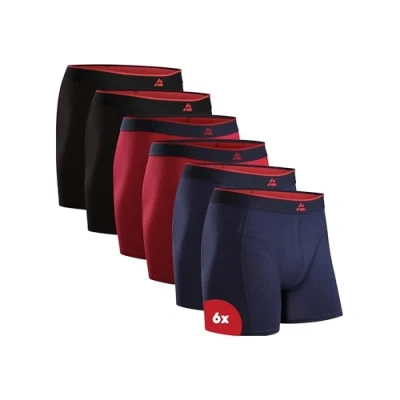 Imagen de DANISH ENDURANCE Calzoncillos Hombre Boxer, con o Sin Bolsillo, Suaves y Elásticos, 6 Pack, Multicolor (2xNegro, 2xRojo, 2xAzul Marino), S