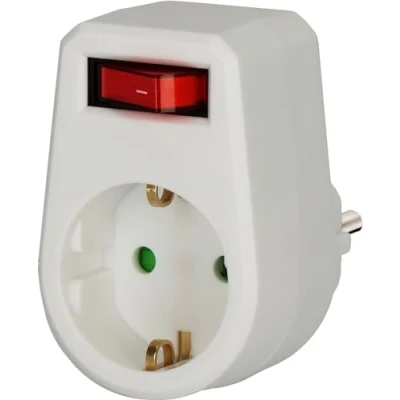 Imagen de Brennenstuhl enchufe con interruptor para la toma de corriente (adaptador 1 tomas tierra, mayor protección accidental) blanco