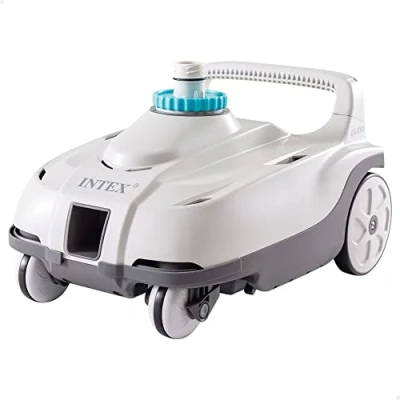 Imagen de Intex Robot limpiafondos automático ZX100 para Piscinas Desmontables, limpiafondo a presión, Manguera Anti enredos, Recipiente de desechos 1,5L y Conexiones 38mm o 32mm (55255)