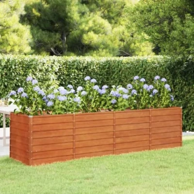 Imagen de vidaXL Arriate Oxidado, Jardinera Elevada, Mesa de Cultivo, Maceta Rectangular para Jardín Balcón Patio, Acero Corten 320x80x77 cm