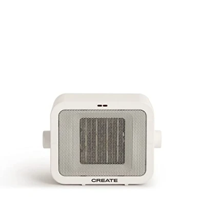 Imagen de CREATE/WARM BOX/Calefactor Cerámico Blanco Hueso/Calefactor Portátil, Termostato Regulable, 2 Modos de Potencia, Calefactor Aire Caliente PTC, Protección del Sobrecalentamiento, 1500W