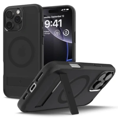 Imagen de Spigen Funda para iPhone 16 Pro MAX, Ultra Hybrid S MagFit Compatible con MagSafe Negro Translúcido