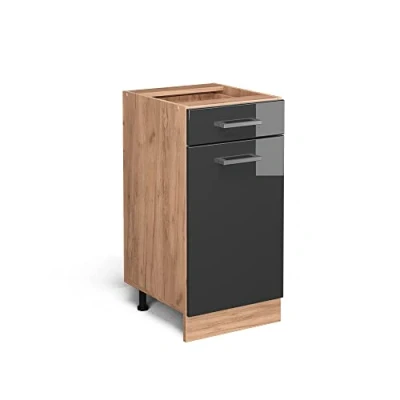 Imagen de Vicco Mueble bajo de Cocina R Line, Antracita Alto Brillo/Roble Dorado, 40 cm sin encimera