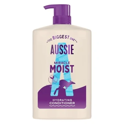 Imagen de Aussie Miracle Moist Acondicionador 1000ml, fórmula Hidratante para Revitalizar y Restaurar el Pelo Quebradizo Seco, con Aceite de Macadamia, Vegano