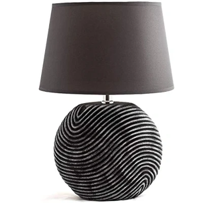Imagen de BRUBAKER Lámpara de mesa o mesita noche Zen Garden antracita gris Base cerámica en acabado mate bicolor 38 cm altura