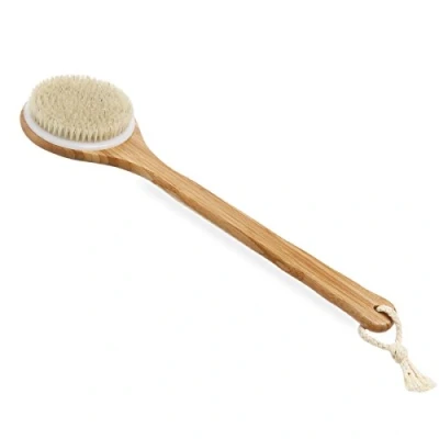 Imagen de cepillo espalda LEORX baño ducha cuerpo cerdas naturales con largo mango del