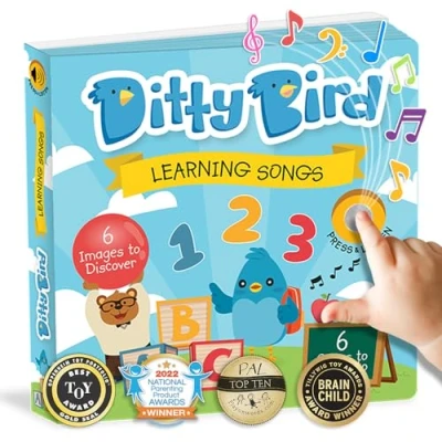 Imagen de DITTY BIRD Learning Songs: Mi Primer Libro de Sonido Interactivo con 6 Canciones para Aprender inglés Manera diviertida. Juguete Educativo bebés y niños a Partir 1 año.