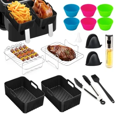 Imagen de LUOJINYI Accesorios Freidora de Aire, 15 Piezas Moldes para Molde Silicona aire Ninja Foodi Max Dual Zone AF300EU AF400EU Air fryer y otras freidoras dobl