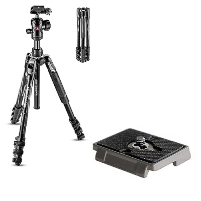 Imagen de Manfrotto Befree Advanced Kit de Viaje, Cierre Palanca, Aluminio, Cabezal Bola y Placa 200PL Liberación Rápida con Rosca 1/4&quot;, Compacto para Cámaras DSLR, Mirrorless Accesorios Fotográficos