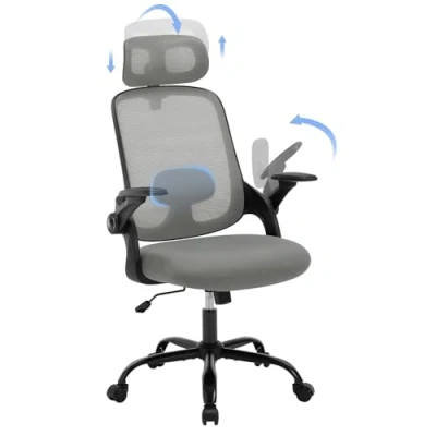 Imagen de WOLTU Silla Oficina Ergonómica, Escritorio con Respaldo Reclinable, Soporte Lumbar y Reposabrazos Ajustables, Trabajo Giratoria en Malla Transpirable, Gris, BS171gr