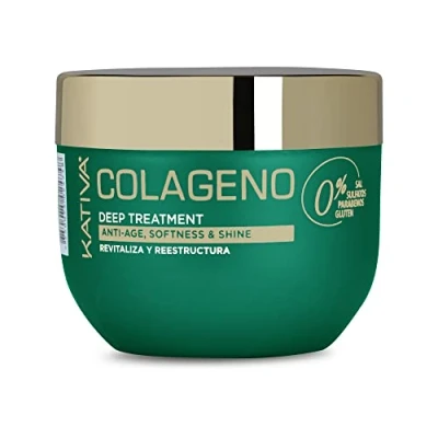 Imagen de Kativa Mascarilla de Pelo Revitalizante con Proteínas Colágeno, Tratamiento Intensivo Anti Age, 250 ml Reestructura, Aporta Brillo y Suavidad Cabello Débiles Finos