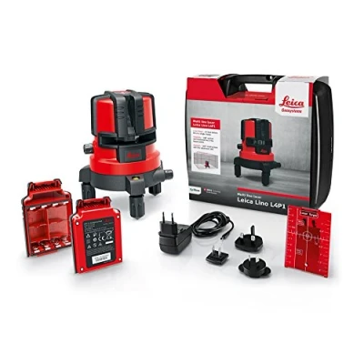 Imagen de Leica Lino L4P1: Nivel láser multi línea con batería Li Ion y cargador en estuche (láser rojo, alcance de trabajo: 15 m)
