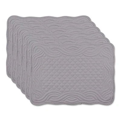 Imagen de DII Quilted Farmhouse Collection Juego de manteles Individuales, Color Gris, 6 Piezas