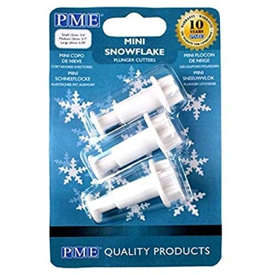 Imagen de PME SF709 Juego de 3 mini cortadores émbolo copo nieve, color blanco, x 9,3 14,2 cm
