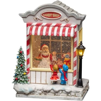 Imagen de Konstsmide Linterna LED de globo nieve para tienda dulces y escena Papá Noel, relleno agua/decoraciones Navidad uso interior (IP20) / música opcional ocho canciones/funciona con