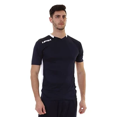Imagen de lea srl LEGEA Camiseta Múnich Camiseta, Unisex Adulto, Azul Oscuro Y Blanco, L