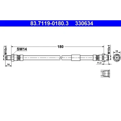 Imagen de ATE 83.7119 0180.3 Latiguillos de Freno 180 M10x1