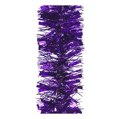 Imagen de Espumillón grueso de 2 m en colores brillantes y clásicos Navidad, 6 pies largo, 17,78 cm capas aluminio metálico muchos (morado)