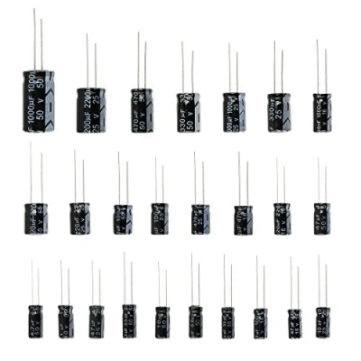 Imagen de WINGONEER 25 Valores 16V 25V 50V 1uF a 2200uF Condensadores electrolíticos Juego Surtido del Negro 125PCS