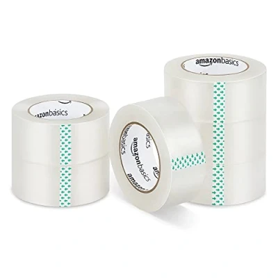 Imagen de Amazon Basics 6Unidad Cinta de para mudanza y almacenamiento , ancho estándar: 4,7 cm x 99,6 m, Claro