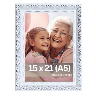 Imagen de Victor Marcos de Fotos Vintage Rubens Blanco Plata en 15x21 cm (A5) Moldura: 30x20mm Marco Barroco Antiguo A5