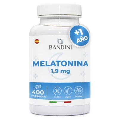 Imagen de Bandini® Melatonina Pura 1,9 mg 400 Comprimidos Veganas Más de 1 Año Suministro Inductor del Sueño Natural Fácil Tragar, Suplemento para un Mejor Descanso, Fuerte Dormir