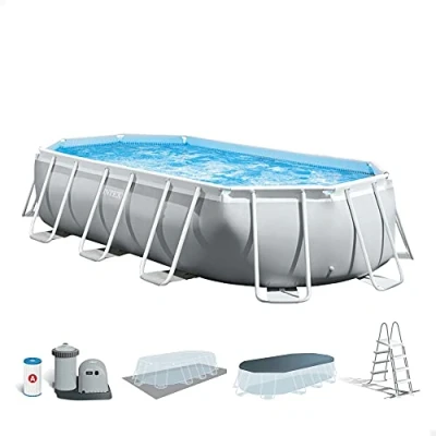Imagen de INTEX 57180 piscina hinchable infantil familiar rectangular, medidas 203x152x48cm, 540 litros de capacidad, rectangular azul para niños