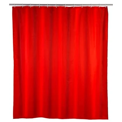 Imagen de WENKO Cortina de ducha Unicolor roja antibacterial, lavable Rojo