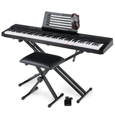 Imagen de McGrey SK 88LT piano digital super kit Teclado electrònico de nivel básico con aspecto escenario y 88 teclas luminosas 146 sonidos incluye pedal, soporte, taburete auriculares Negro