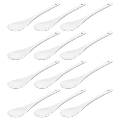 Imagen de WELLGRO Cuchara para huevos de porcelana, color blanco, 12 unidades