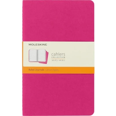 Imagen de Moleskine, Cahier Journal Cuaderno de Notas, Set 3 Cuadernos con páginas, Tapa Cartón y Cosido Algodón Visible, Color Rosa Cinética, Grande
