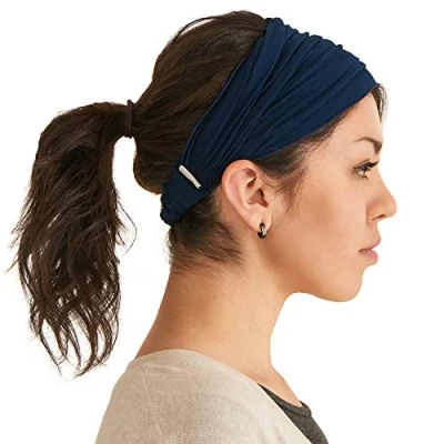 Imagen de CHARM Hombre Cinta De Correr Bandana Pelo Pañuelos Diadema Mujer Elastica Marino L