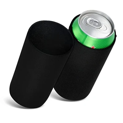 Imagen de kwmobile Fundas de Neopreno compatibles con 500ml Can 2X Cubierta enfriadora latas Cerveza refresco Negro