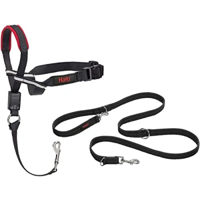 Imagen de Halti Optifit Paquete Combinado de Collar y Correa Entrenamiento, Evita Que el Perro Tire en Paseos con Halti, Incluye Grande Doble Extremo, 14325W, Color Negro