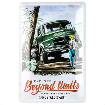Imagen de Nostalgic Art Cartel de chapa retro, Daimler Truck Beyond limits Idea regalo para aficionados coches, metálico, Diseño vintage, 20 x 30 cm