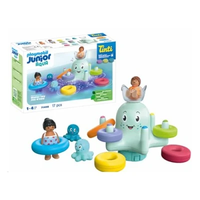 Imagen de PLAYMOBIL Junior Aqua &amp; Tinti 71438 Pulpo de Colores, con Cuatro Anillos Colores para clasificar y Tres tabletas baño Tinti, Juguetes niños niñas a Partir 1 año
