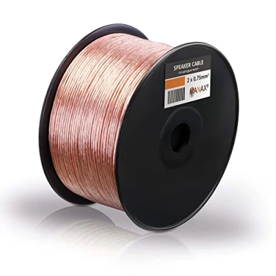 Imagen de MANAX® 100 m de Cable Doble (2 x 0,75 mm², Transparente, 2 núcleos, m, 1 Bobina, Transparente)