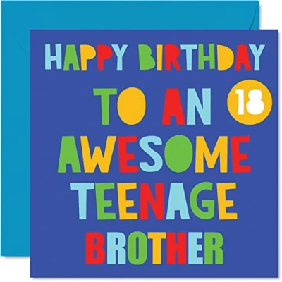 Imagen de Divertidas tarjetas de cumpleaños 18 para hermano Impresionante adolescente Tarjeta feliz hermana hermanastro, hermano, regalos cumpleaños, 145 mm x mm,