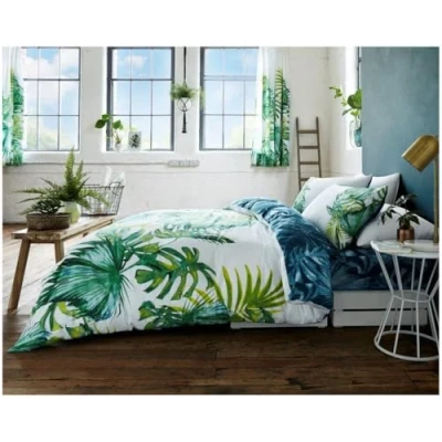 Imagen de GC Gaveno CAVAILIA Leaf Duvet Set Cavalia Juego edredón y Funda de Almohada con diseño Hojas Tropicales, Poliéster algodón, Multicolor, Rey, Matrimonio