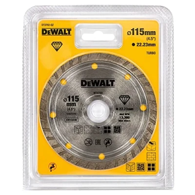 Imagen de DeWalt DT3702 QZ Disco de Diamante Turbo para Corte en seco 115x22.2 mm, mármol, Granito y Piedra Natural, 0 W, V