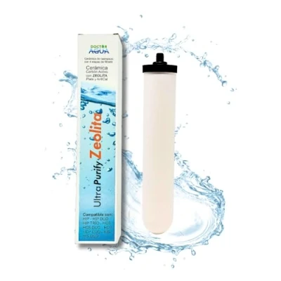 Imagen de DOCTOR Agua Recambio Filtro de Cerámico Ultra PURIFY con ZEOLITA para equipos Sobre Encimera y Bajo filtración 0,2 Micras Corazón Carbón Activo Alta Densidad Zeolita.