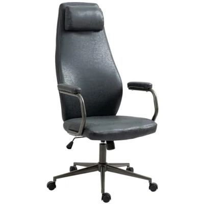 Imagen de CLP Silla De Ordenador Pocatello Elegante En Cuero Sintético I Oficina con Respaldo Alto &amp; Reposacabezas, Color:Antiguo Negro