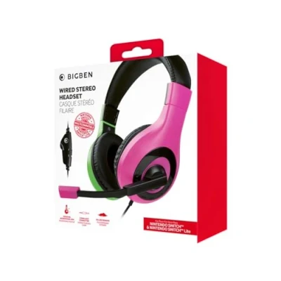 Imagen de Nacon Auriculares Gaming Estereo con cable para Nintendo Switch y Lite Bicolor Verde Rosa (Nintendo Switch)