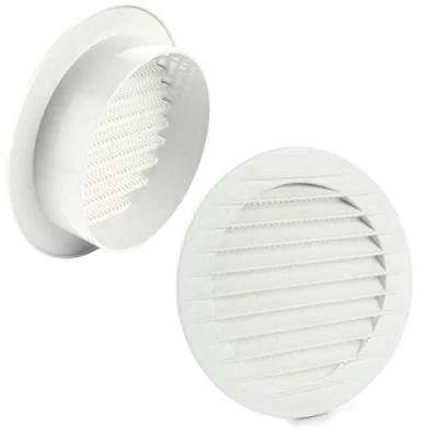 Imagen de MKK 17969 Rejilla de ventilación, escape, para exterior, protección contra insectos, color Blanco, gris, marrón, 60, 70, 80, 90, 100, 120, 125, 150 mm, Ø 100 mm