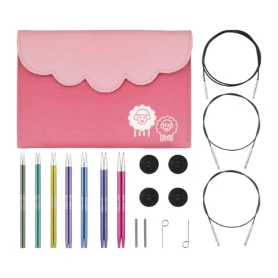 Imagen de KnitPro Juego de agujas intercambiables Zing Pares alfileres circulares 7x13 cm con accesorios Midi Set, codificados por colores para principiantes, profesionales y set regalo