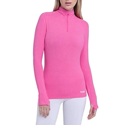 Imagen de TCA Camiseta Manga Larga Lightweight Fusion Quickdry de Running con Media Cremallera para Mujer Rosa, XS